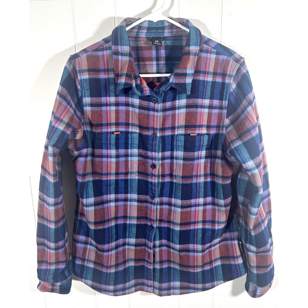 Cotopaxi Womens Organic Cotton Flannel Plaid Button Down Shirt Blue Purple M